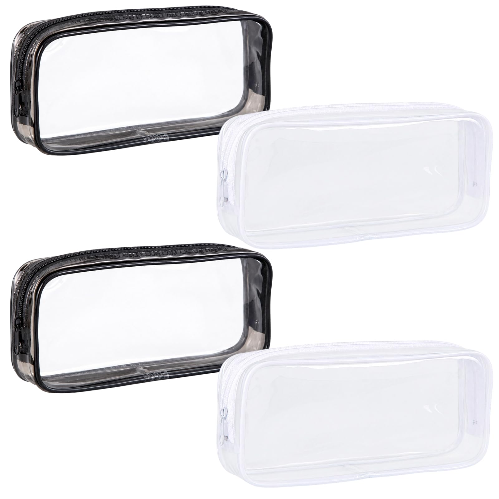 BeoTnp Clear Pencil Case, 2 Pcs Pencil Case, Multipurpose Storage Solution, Four-Piece Set for School and Office Supplies, Durable Transparent Organiser with Secure Closure