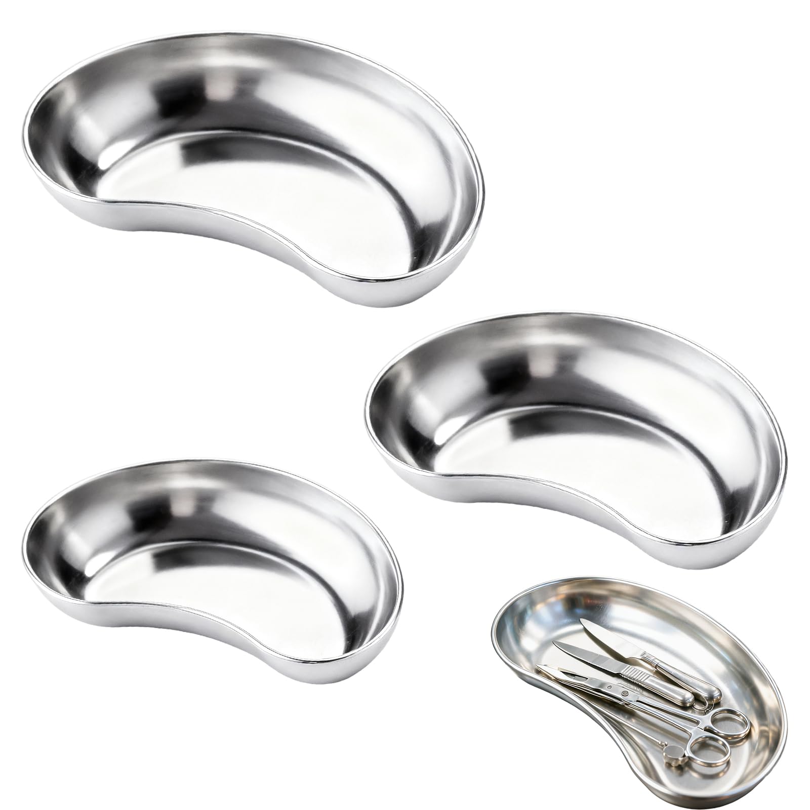 Set De 3 Plateaux En Acier Inoxydable - Plateaux De Laboratoire, Rénals Et Chirurgicaux Réutilisables