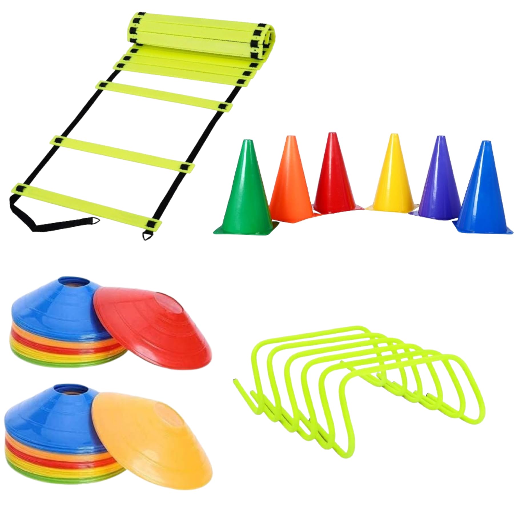 AS Advanced Sports Complete Agility Training Kit: 4m Ladder, 10 Saucers, 6 Cones (6"), 6 Hurdles (30cm) - All-in-One Solution for Enhancing Speed, Agility, and Athletic Performance