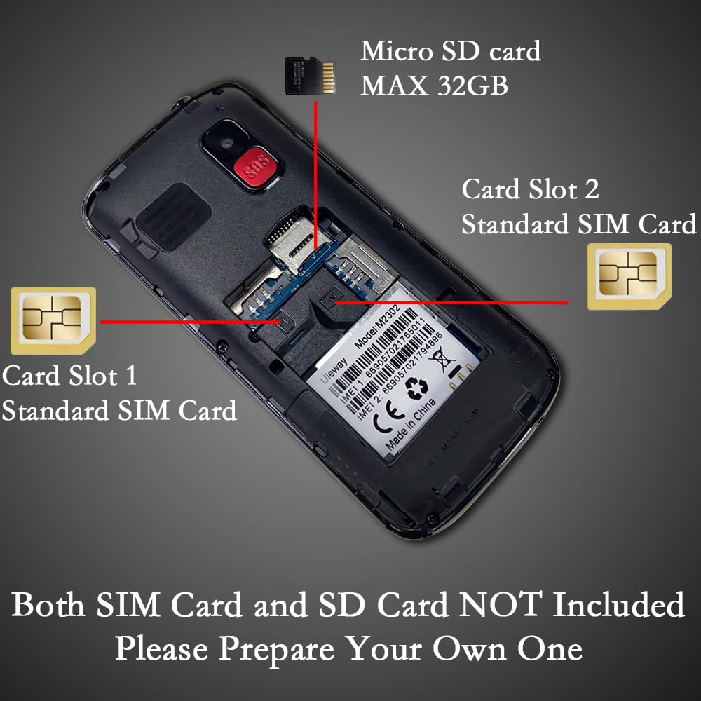 Seniorenhandy Ohne Vertrag mit Groüe Tasten, Dual SIM Senioren Handy mit 2,4 Zoll Farbdisplay, 1000 Mah Akku, Hörgeräte Kompatibel, Notruftaste, Typ-C-Kabel, Rentner Handy Mit Ladestation, Schwarz