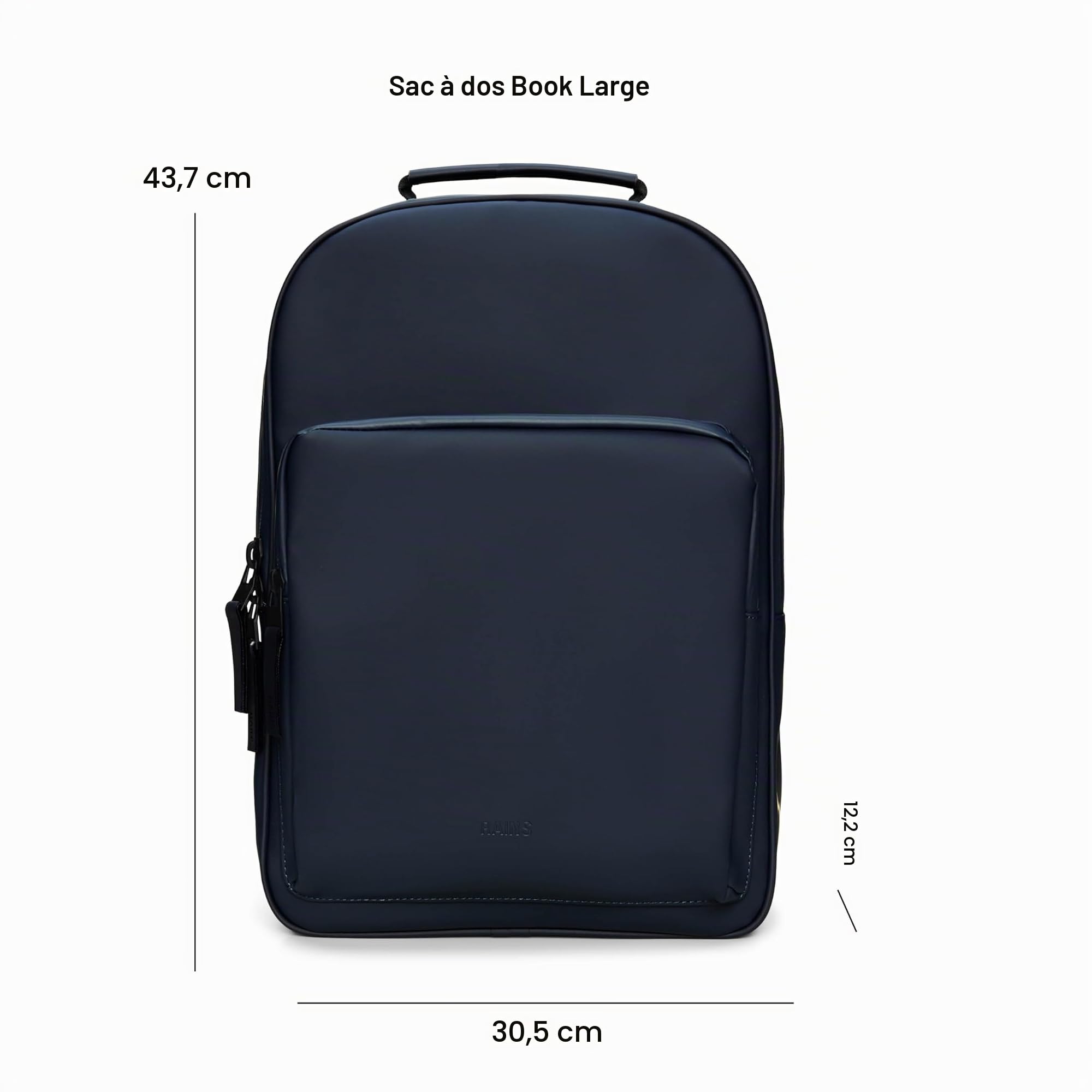 RAINS Sac à dos standard et grand format pour ordinateur portable, imperméable, noir