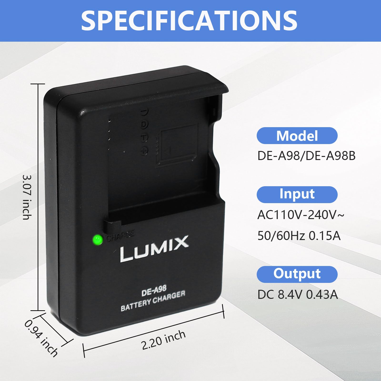 Amazon.com : DE-A98 Charger Compatible with Panasonic Camera LUMIX