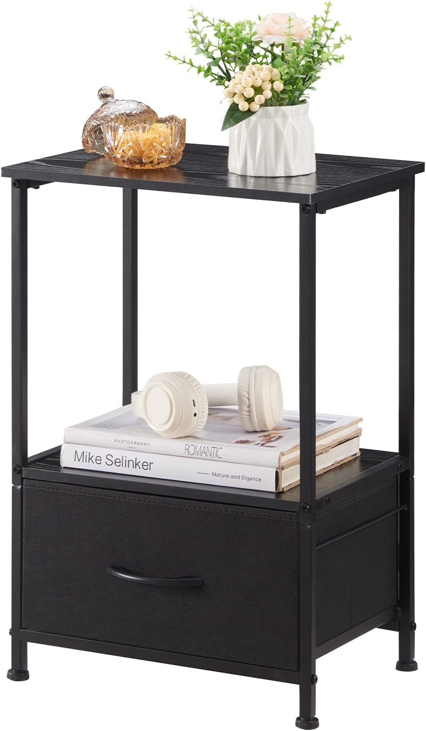 Somdot Nightstand, 24.6'' Height Bedside Table End Table for Bedroom Nursery Living Room