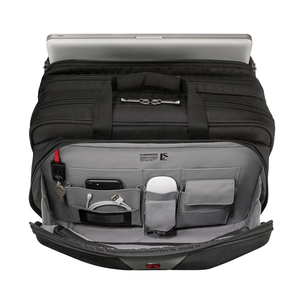 WENGER Borsa Porta PC a Tracolla, Notebook 17”, Cartella, 27 l, Uomo Donna, Ufficio Viaggi di Lavoro Università, Sostenibile, Nero/Grigio, 612260