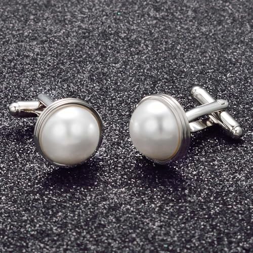Mens Pearl Cufflinks for Men Customized Silver Cufflinks Suit Shirt Wedding Groom Groomsmen4