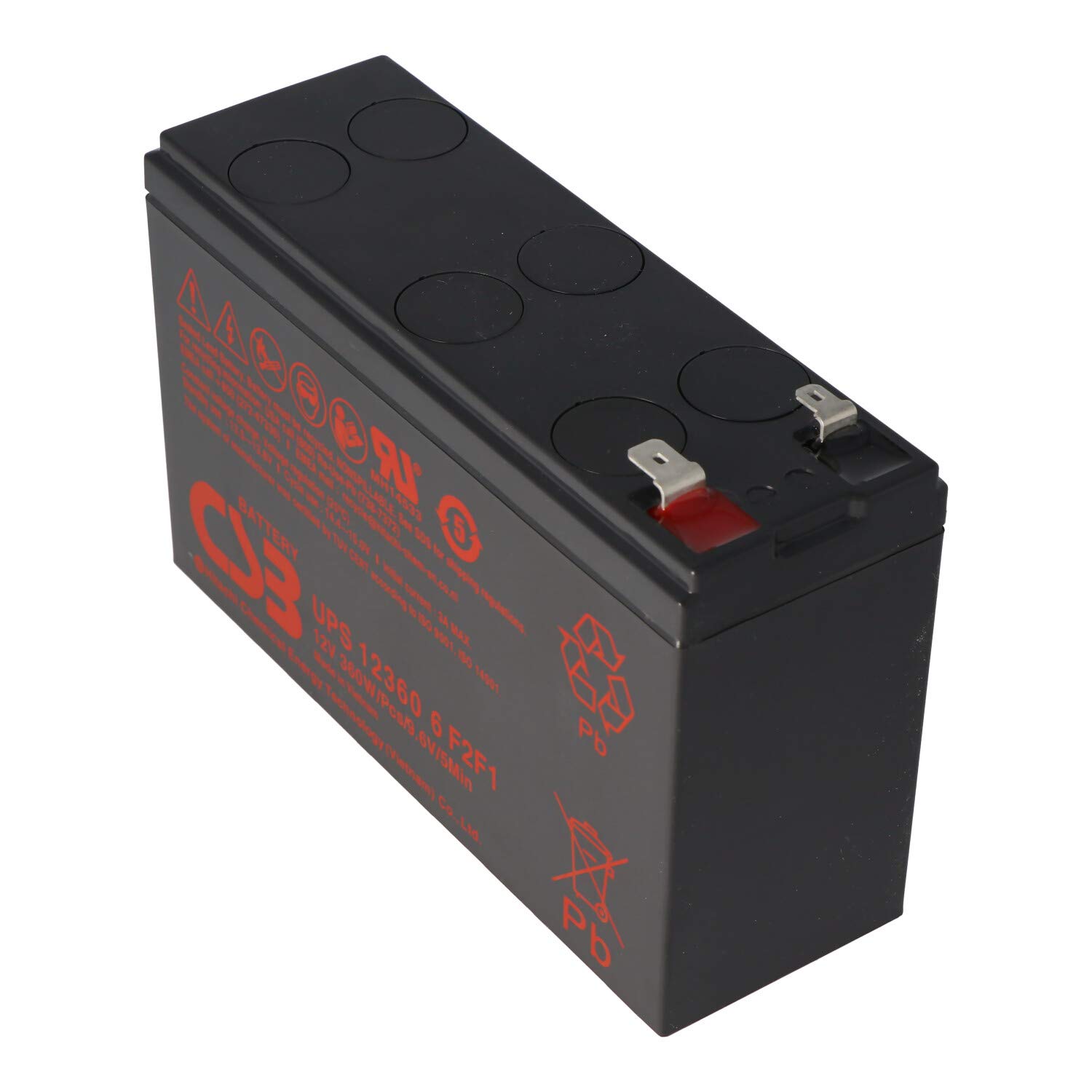 CSB-UPS123606 12 Volt 7 Ah AGM Bleiakku 360Wh, 151x51x98,3mm Faston 4,8 und 6,3mm Hochstromfest