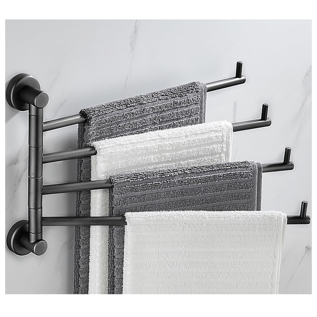 LMYSXAOZ Modern Swivel Towel Rack Bar Rails for Bathroom, Wall Mounted Folding Arm Swing Out Hand Hanger Holder Space Saving Laundry, Kitchen, Outdoor 4Bar