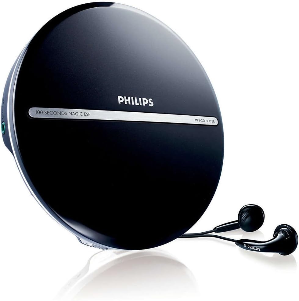 Philips EXP2546 Portable CD Player, Reads MP3, 100 Seconds ESP with Headphones Included, Dynamic Bass Boost,Black