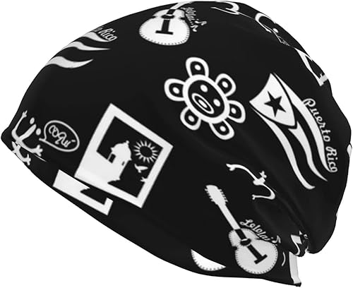 Gorros de invierno cálidos con bandera de Puerto Rico para hombres y mujeres con bandera de Puerto Rico suave y holgado
