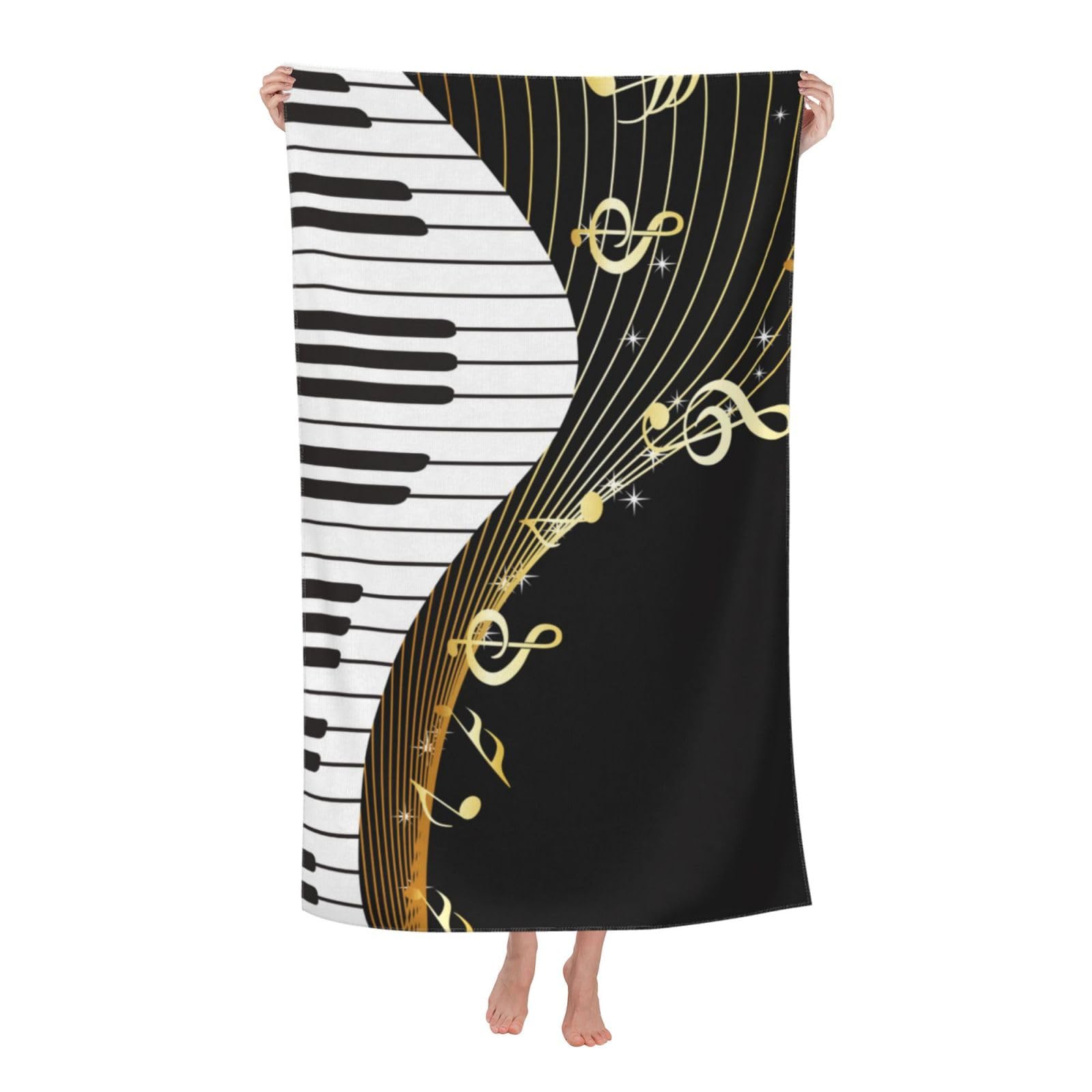 Toalla de sauna para yoga y piscina de 80x130cm con estampado de piano lavable