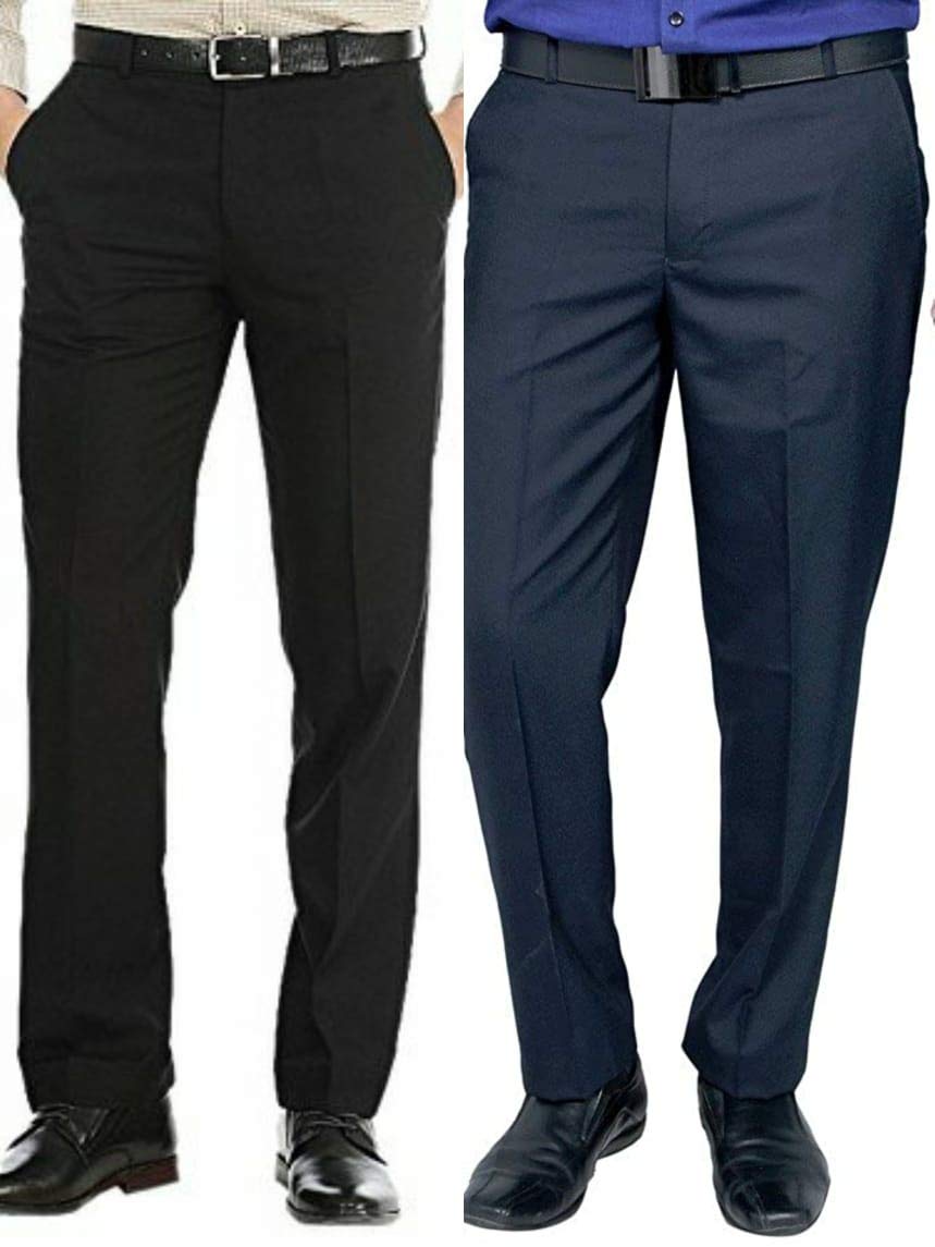 Zee Gold Men's Regular Fit Formal Trousers (Pack of 2)