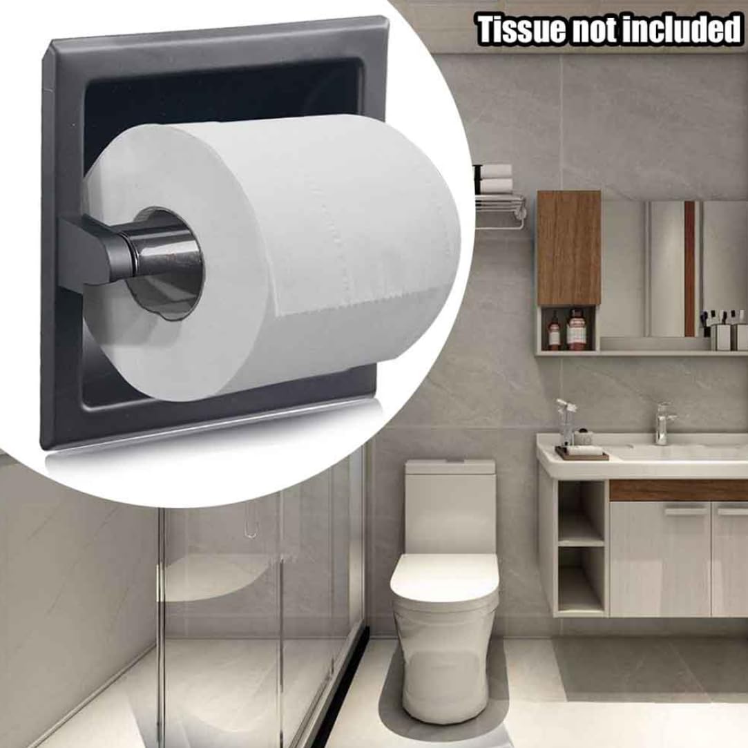 XYNSNDB Portarrollos de Papel higiénico Empotrado montado en la Pared, portarrollos de baño de Acero Inoxidable, Acabado Negro