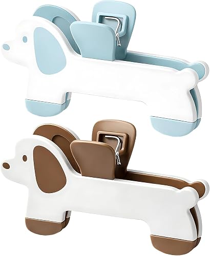 Cute Puppy Book Clips, Hands-Free Page Holders for Reading and Cooking, Blue and Brown, 2 Pack