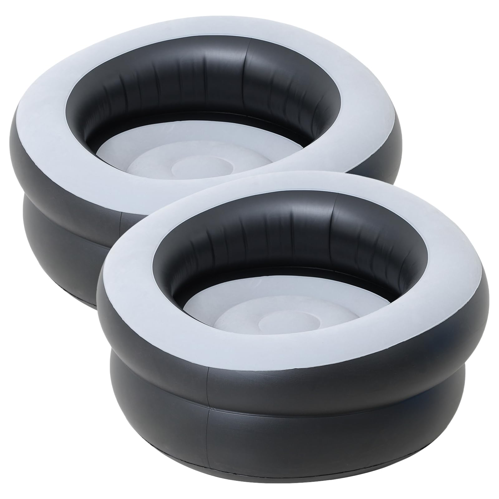 2 STK. Aufblasbares Sofa, PVC beflocktes Lazy Sofa, ergonomisches Design, verstellbare Festigkeit, mit Luftpumpe, ideal für Entspannung, Lesen, Sonnenbaden und den Einsatz im Freien