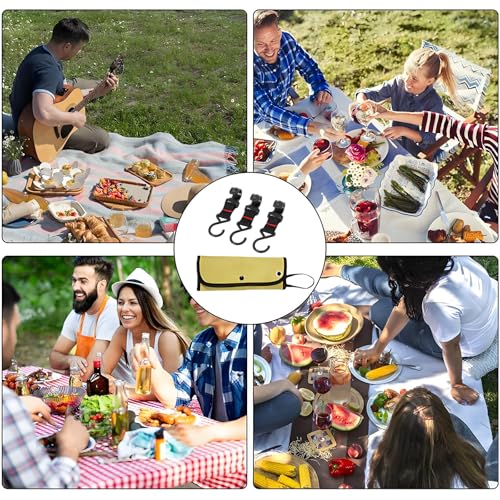 Bestecktasche für Unterwegs, Bestecktasche Camping, Tragbare Bestecktaschen mit 3 Haken, Messertasche aus Stoff, Spoon Tasche, Besteckbeutel für Essstäbchen Löffel Messer (Nur Beutel)
