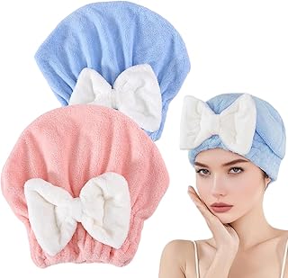 XOXVURI Toallas Para Secar El Pelo 2Pcs Gorro De Pelo Seco Toalla Microfibra Pelo De Secado Rápido Toalla De Coral Fleece ...