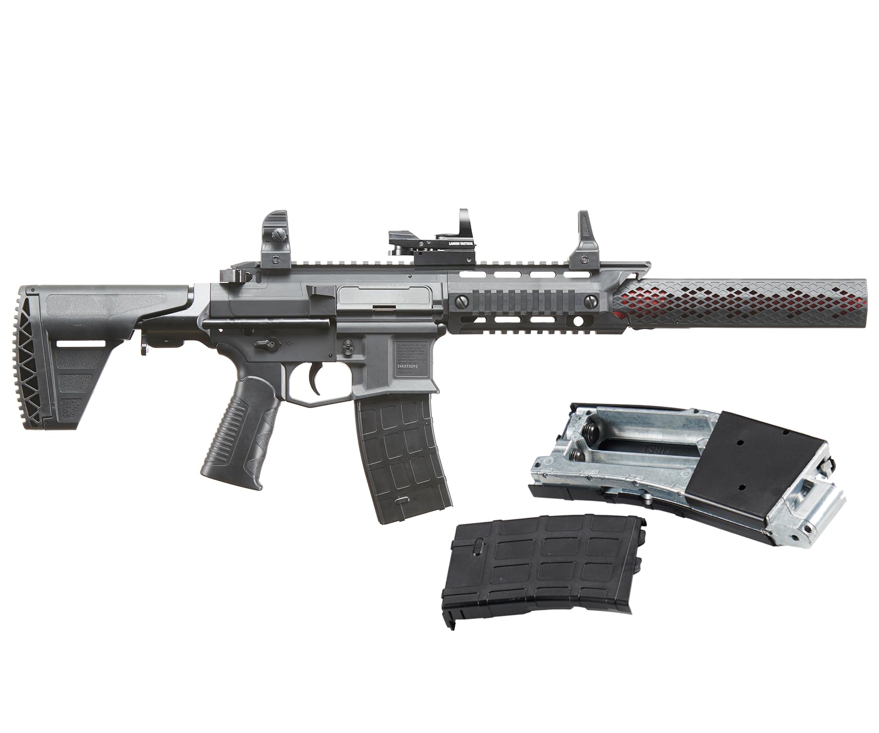 Lancer Tactical Hydra Full Size .177 Air Rifle Full/Semi Auto CO2 Blowback Air with Red Dot & Extra Mag