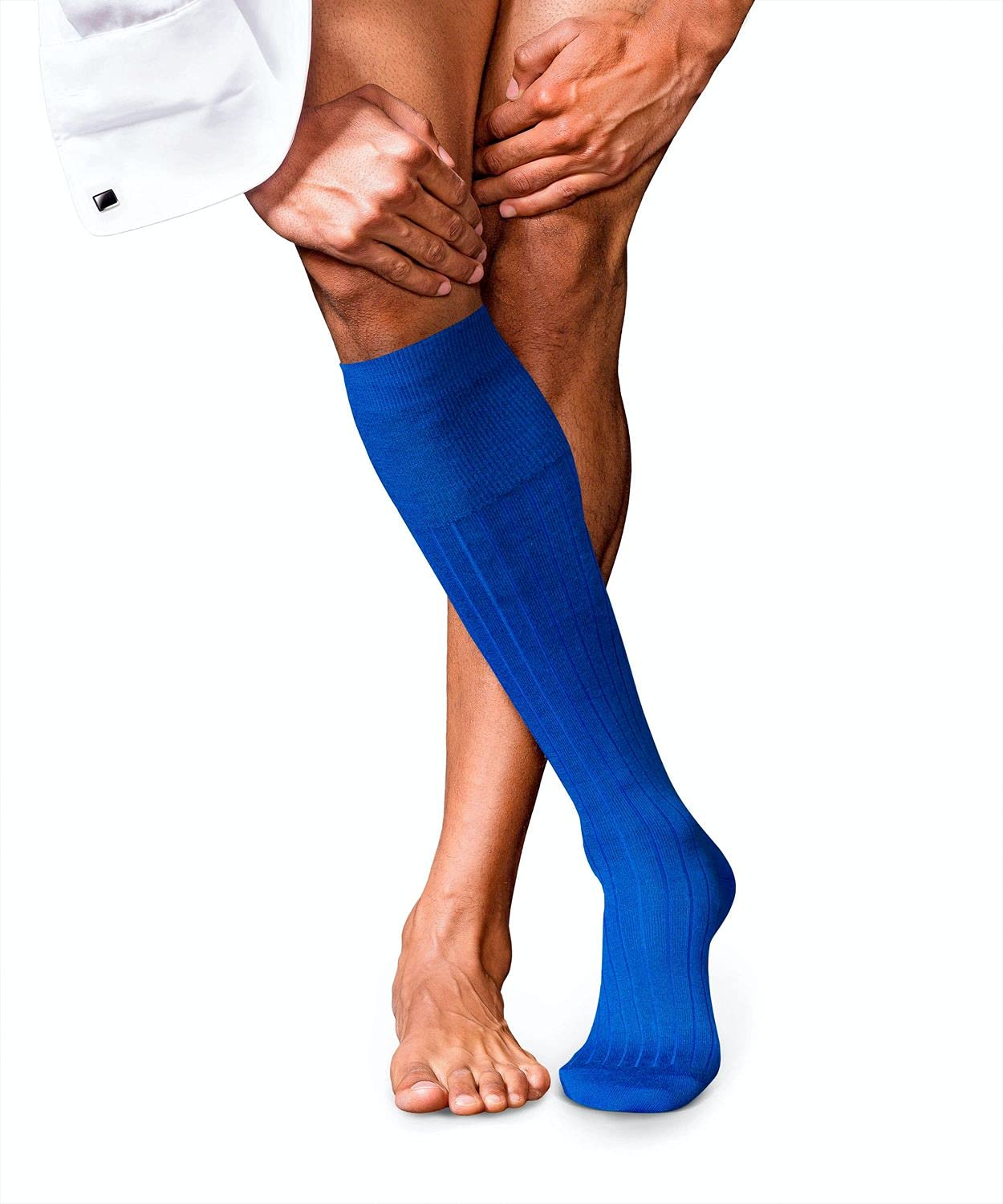 Falke Men's Blue Olympic 6940 No. 2 M Kh Cashmere Long Plain 1 Pair Knee-High Socks, 7-8