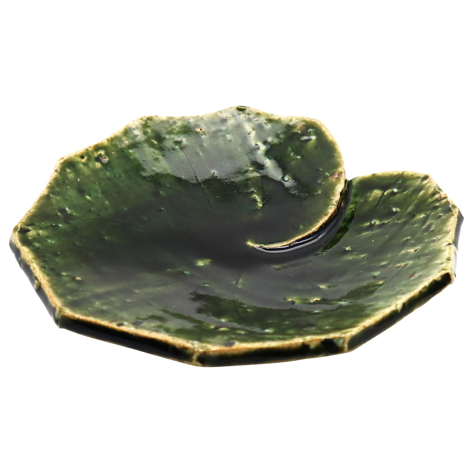 Mino Ware 90866 Oribe Grout Leaf Plate, Plate, Plate, Green, Approx. Diameter 6.7 x Height 1.6 inches (17 x 4 cm), Made in Japan : Home & Kitchen