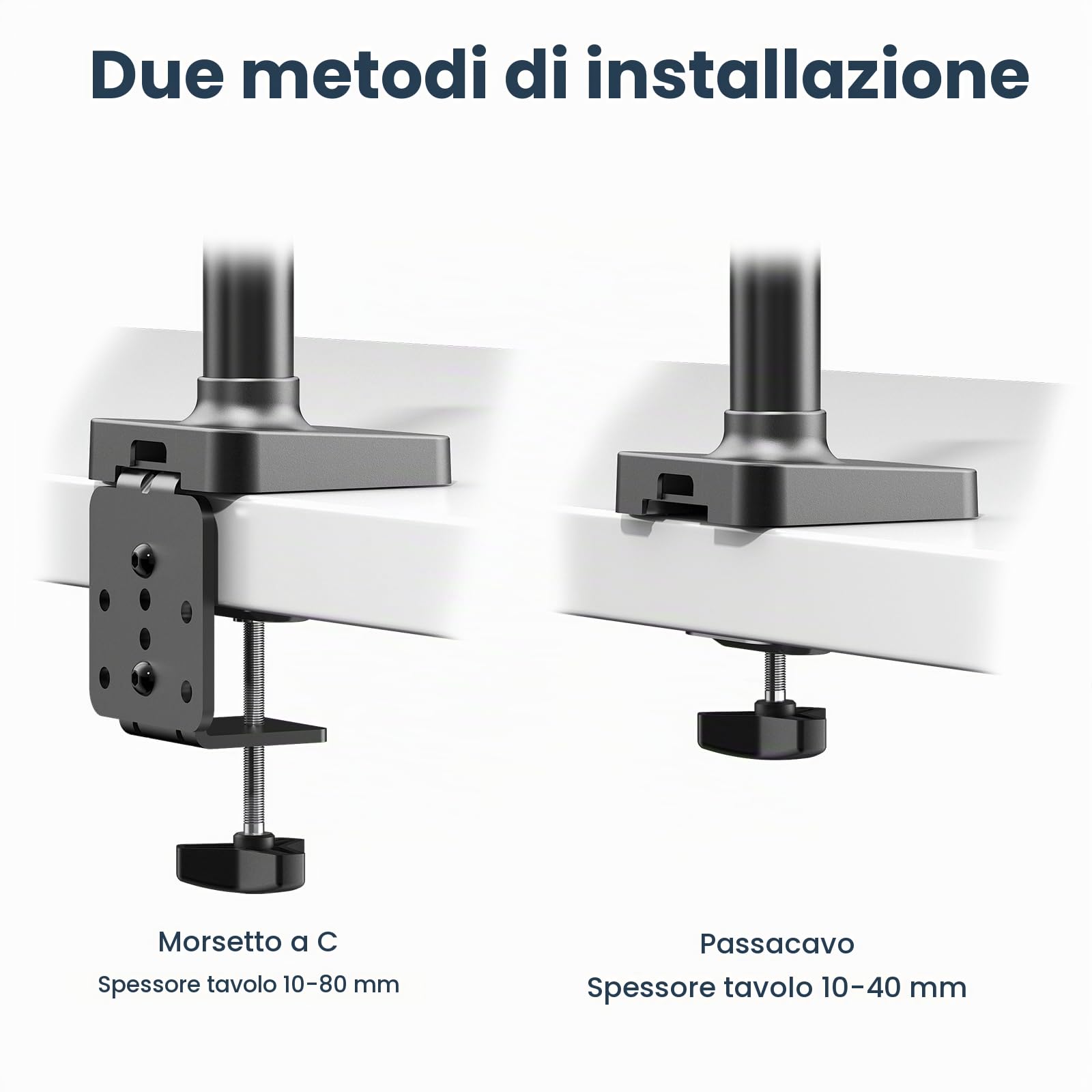 Supporto per monitor 3 monitor, WORLDLIFT Premium in alluminio Supporto per 3 monitor per schermi LCD LED da 17“-27”, supporto da tavolo regolabile in altezza, 7 kg/braccio, vesa 75/100 mm