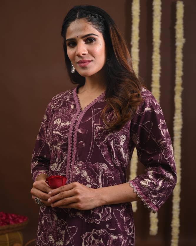 Image of FIRSTRAIN Women Cotton Straight Printed Kurti | Soft Breathable Kurta for Office & Casual Use | | Trendy Festive & Regular Wear Cotton Kurti