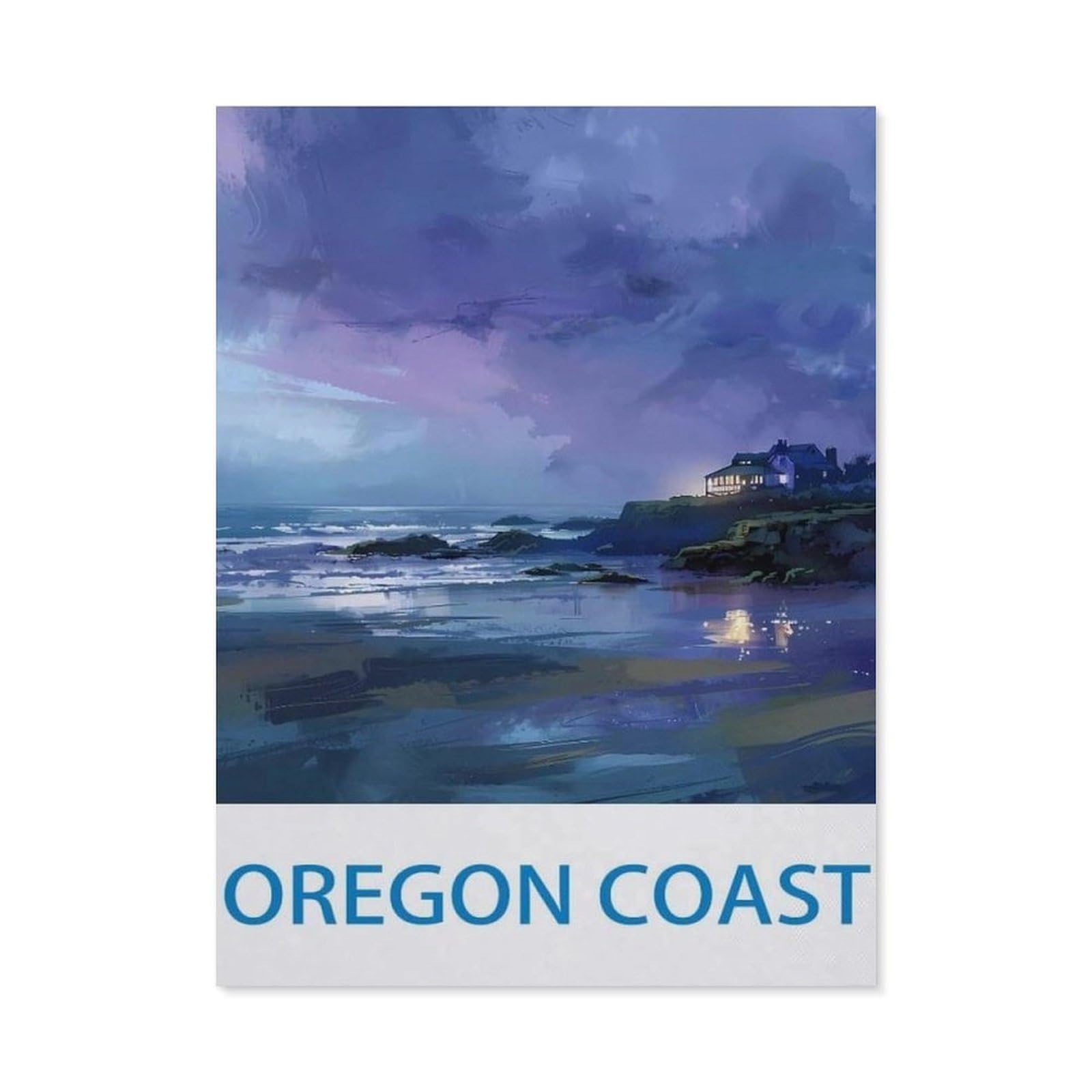 BEAYODKP 5D DIY Diamond Painting，Oregon Coast，Round Full Drill Crystal Rhinestone Embroidery Cross Stitch Arts Craft Canvas for Home Wall Decor（30 x 40 cm/11.81 x 15.74 inches）-CJ22