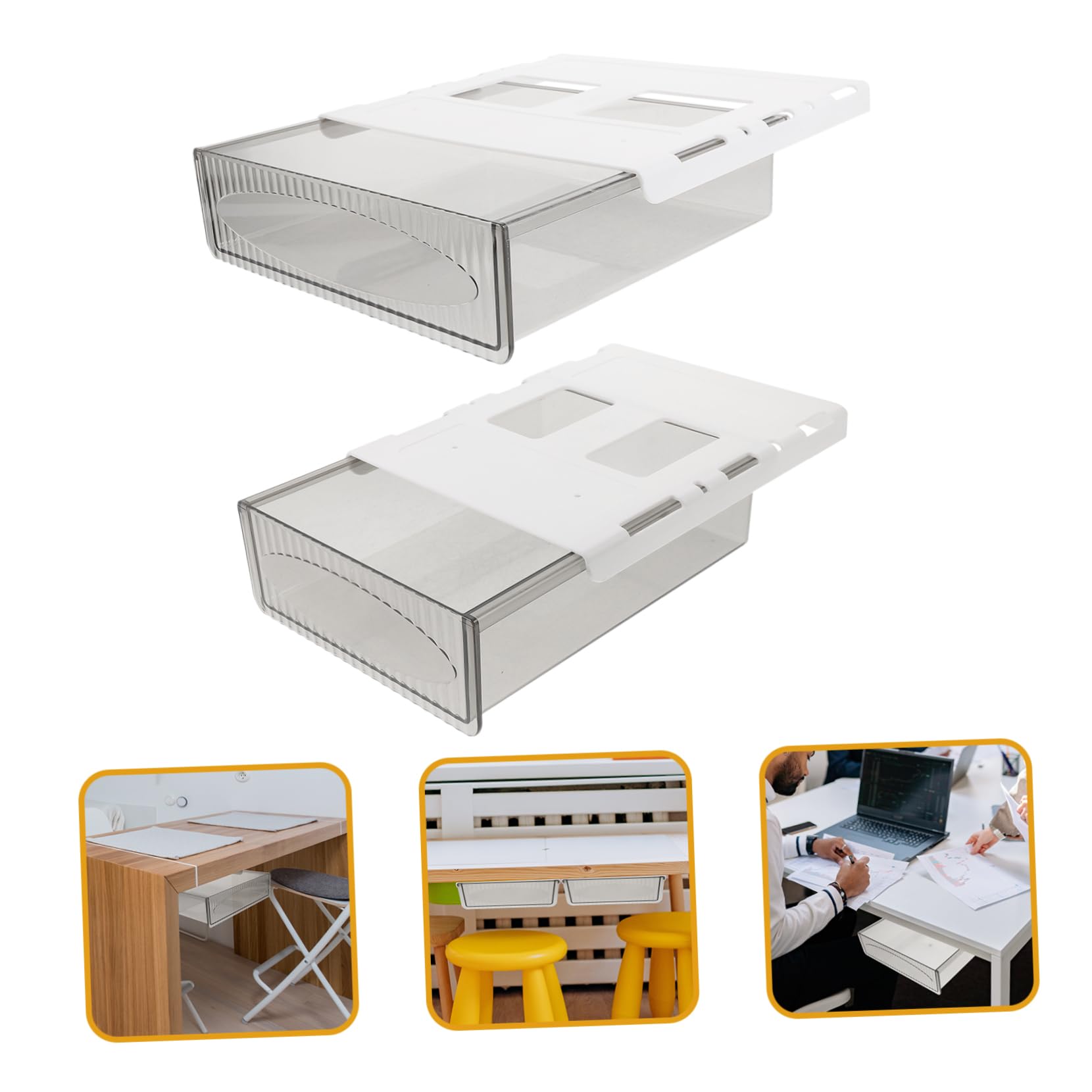 DOITOOL 2pezzi Sotto Scrivania Organizzatore da Scrivania in Plastica Resistente Cassetto Portaoggetti per Ufficio e Casa Design Scorrevole Comodo