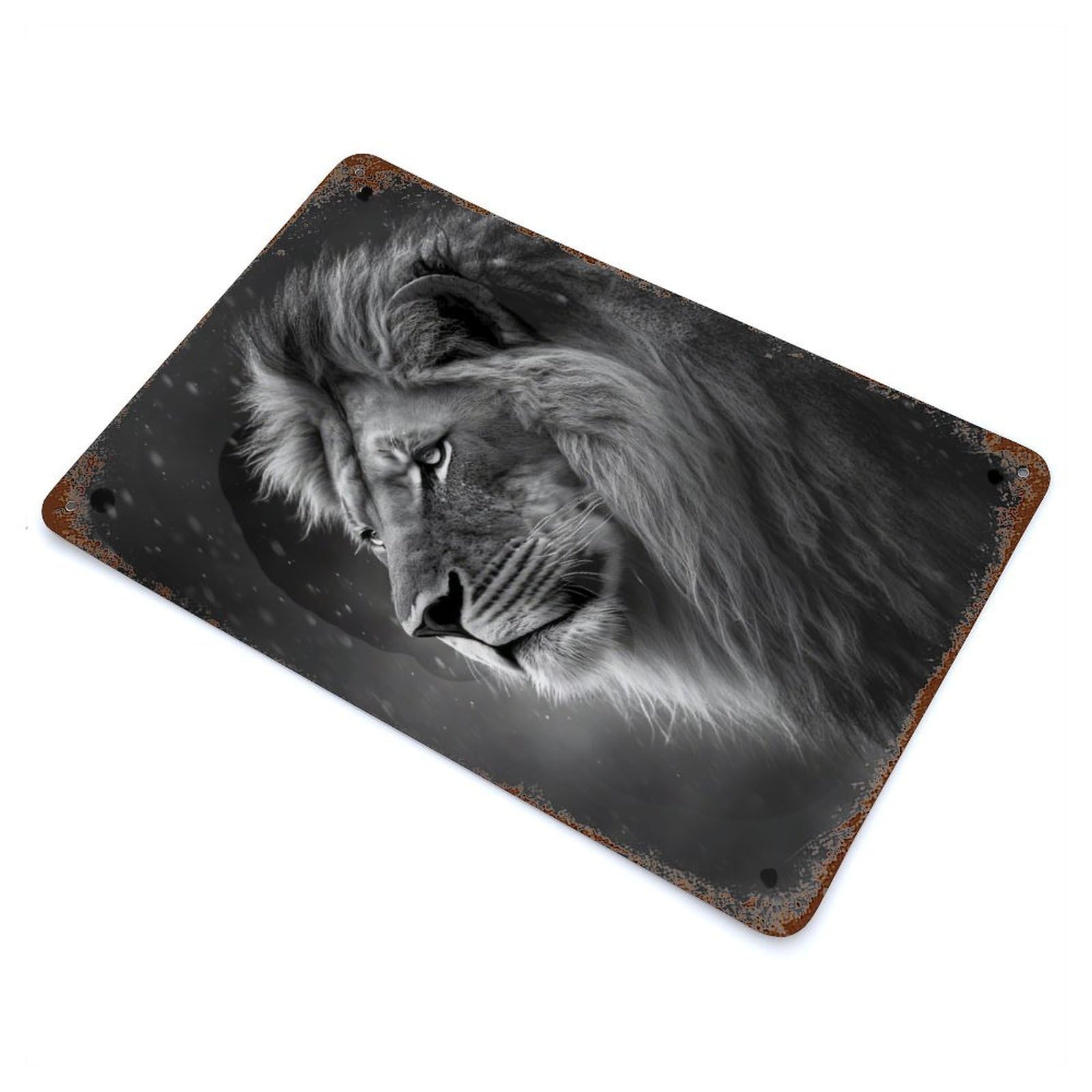 Rainy Lion Distressed Metal Wall Sign 11.8"x7.9", Ideal for Cafe, Home Bar And Lounge Decor