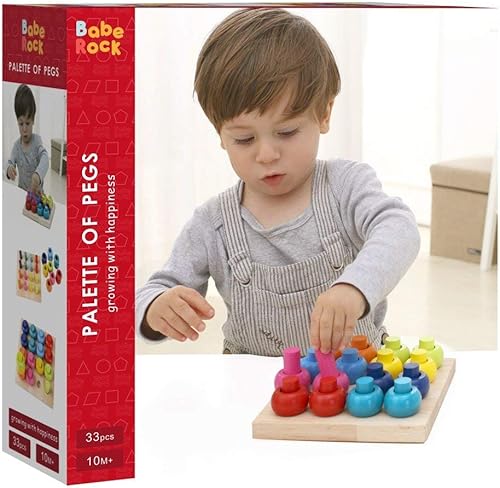 Miniatura 8 de Tablero de anillos apilables de madera para clasificar por colores, juguetes educativos para contar juguetes de rompecabezas para niños preescolares