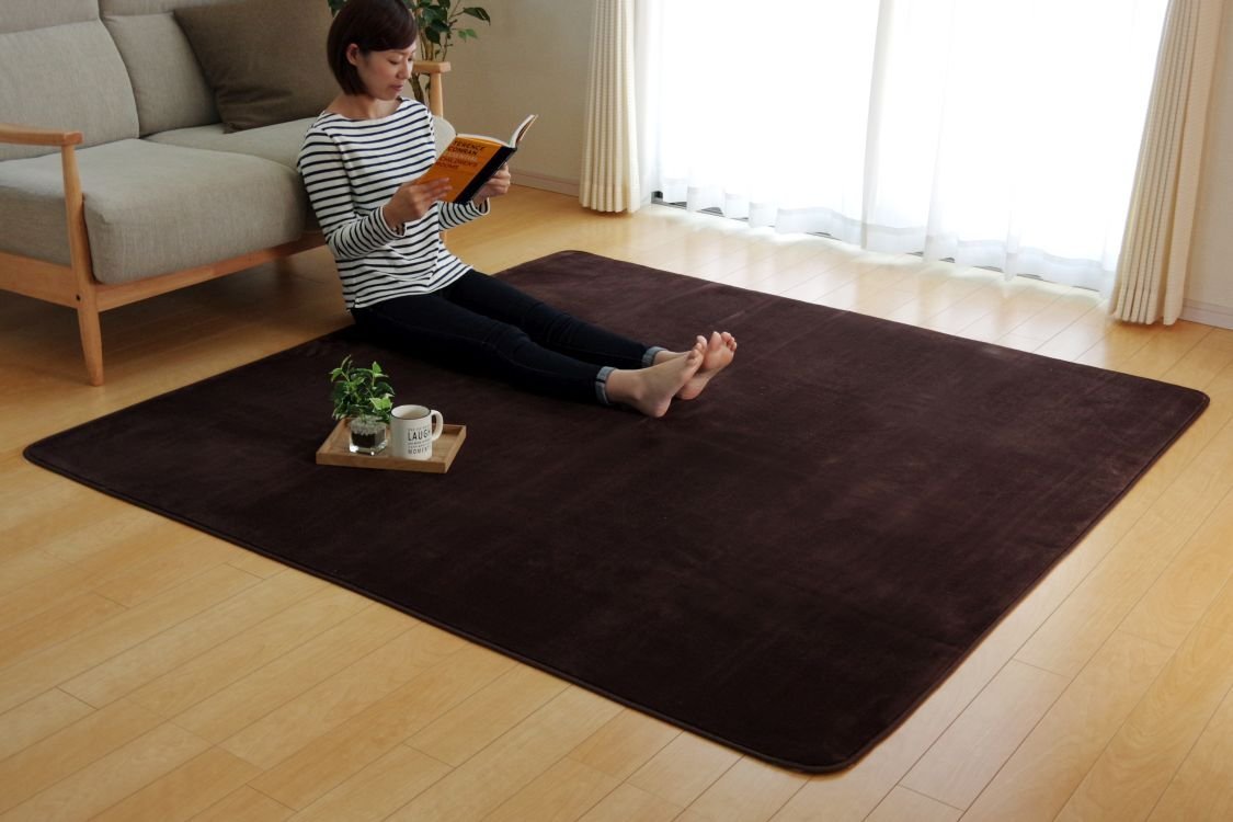 Amazon｜イケヒコ ラグ カーペット 2畳 無地 ピオニー 約185✕185