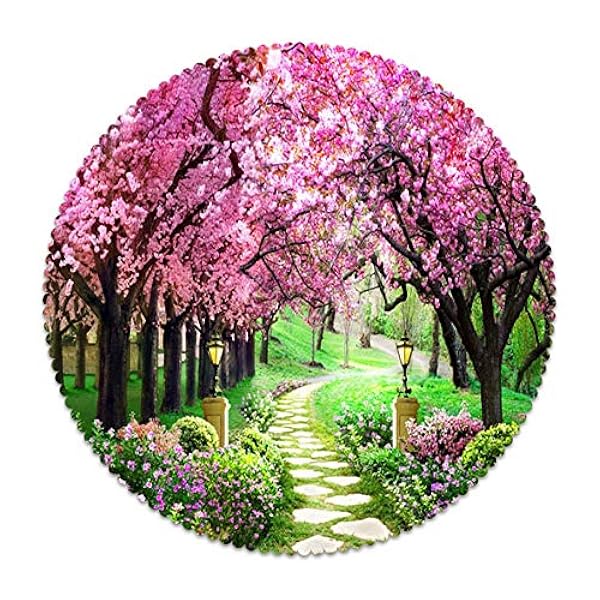 Rectangle Tablecloth in Washable Polyester Dinning Table Cloth Waterproof Garden Cherry Tree Tablecloth Rectangle End Table Pink Green 152x228CM