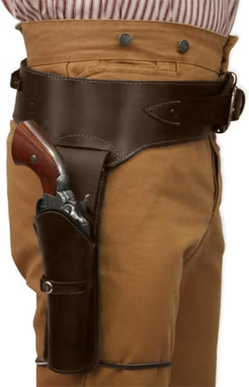 Steampunk Retro Waist Holster - Fondina per Pistola in Pelle Medievale - Borsa per Fondina da Cintura per Revolver con Doppio Supporto per Pistola Regolabile per Cosplay, Brown, 20cm