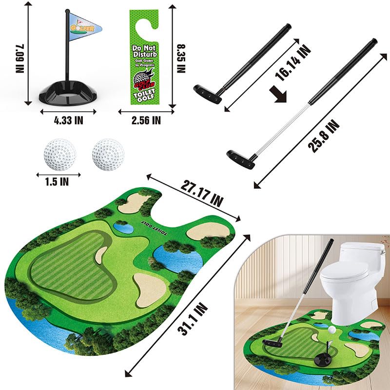 Novelty Place Toilet Golf Potty Game Set/White Elephant Gifts for Adults/Cadeaux Gag Pour adultes drôle//Mini Golf Toy Set Funny Gifts for Dad Grandpa Boyfriend Husband Him - Image 3