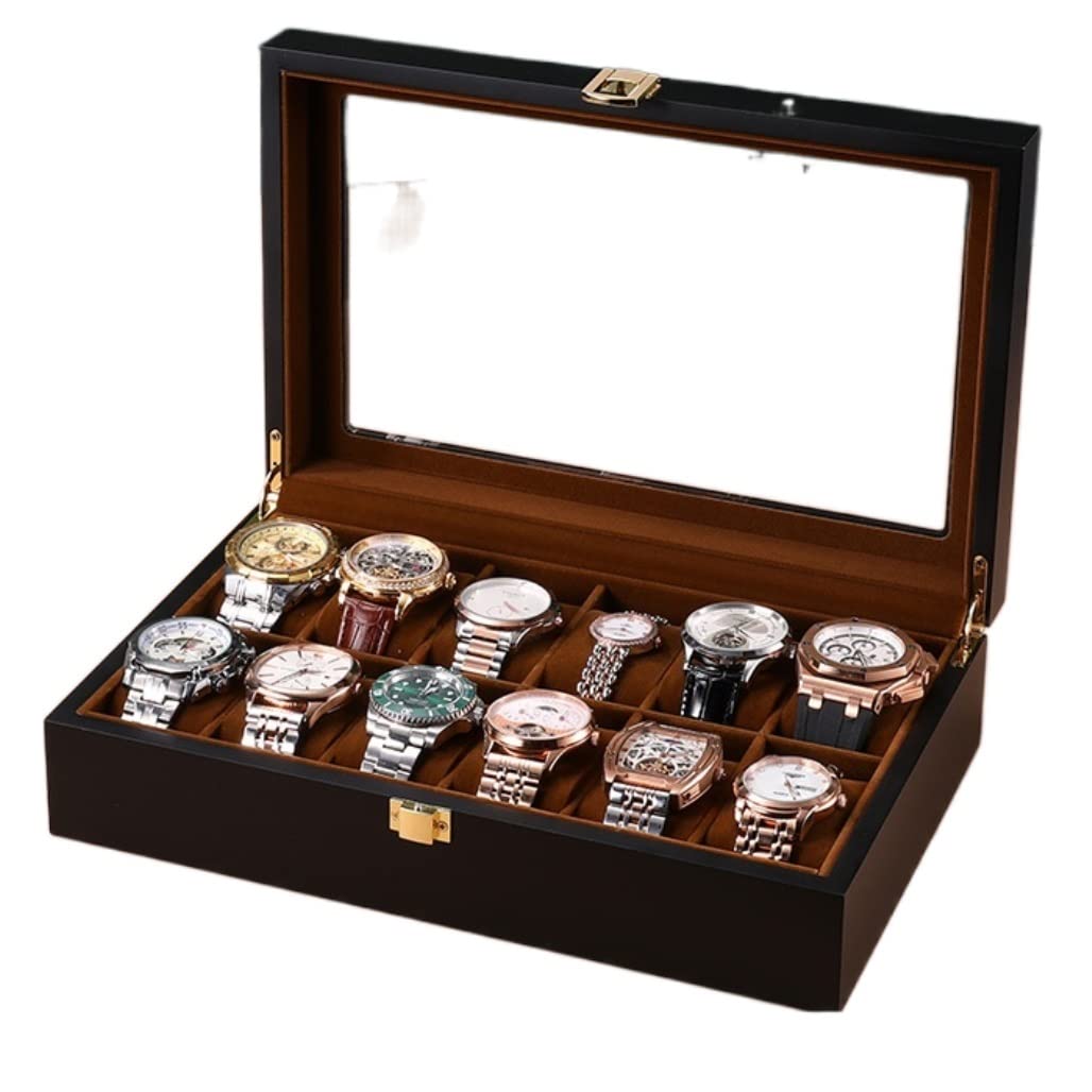 ANVLOJRIH KYUSAR Watch Box Watch Organizer 12 Grids Wooden Watch Box Storage Jewellery Display Box For Men Women Watch Case Watch Holder (Blue : Onecolor, Size : 12 grids)