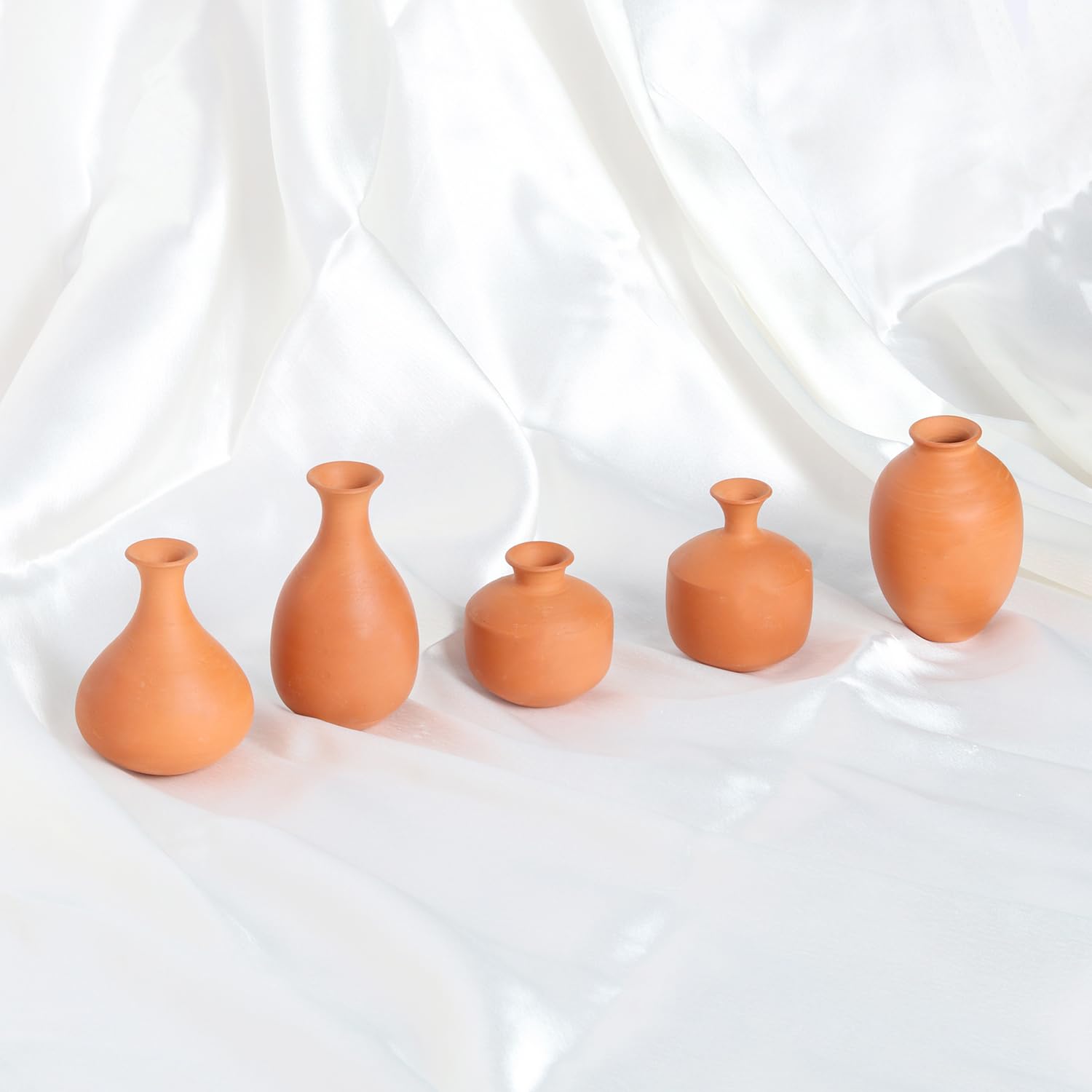 Terracotta Miniature Pots Decorative Vase Small Size Pots for Home Office Décor Handcrafted Showpieces Vase 5 Pieces-image-13