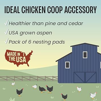 MagJo Aspen Nesting Pads for Chicken Coops - USA Grown Aspen Excelsior Nest Box Liners 13x13-6 Pack