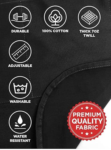 Miniatura 7 de Delantales divertidos para hombre, delantal ajustable de cuello negro con 2 bolsillos, delantales de cocina a la parrilla para hombres, regalos de