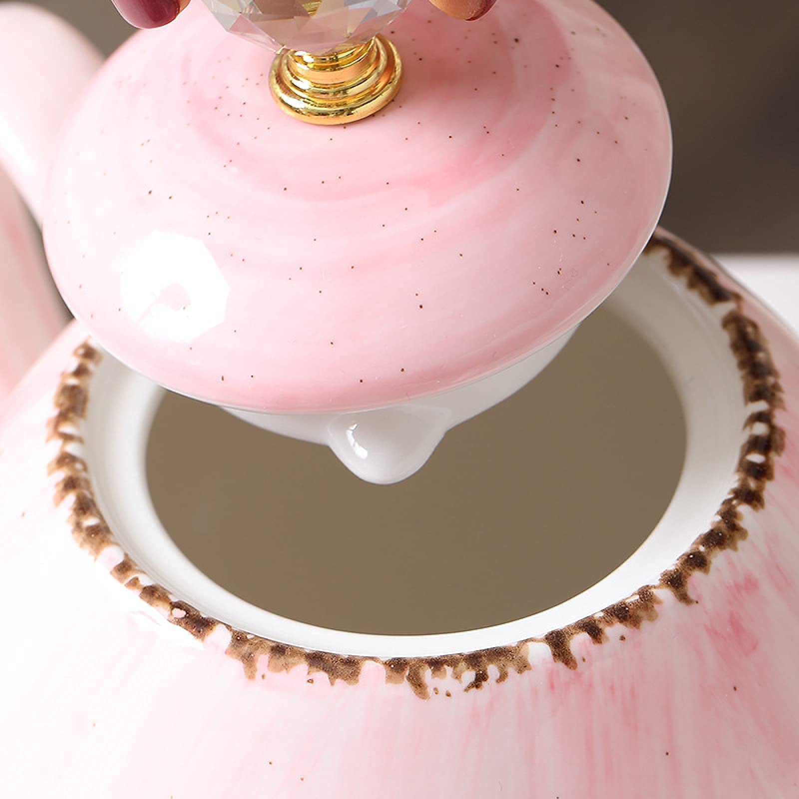Styl Dworski 16-Częściowa Porcelana Ceramiczna Kawa I Herbata Zestawy Upominkowe Filiżanki I Spodki Serwis 6 Czajniczek Cukiernica Dzbanek Do Mlecznika I Drewniany Stojak Szary