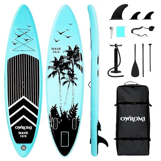 SUP Inflatable Stand Up Paddle Board 10'6" Ultra-Light Thick Paddleboard for All Skill Levels ISUP Paddle Board with Accessories, 10/6 Inflatable Paddle Boards for Adults & Youth