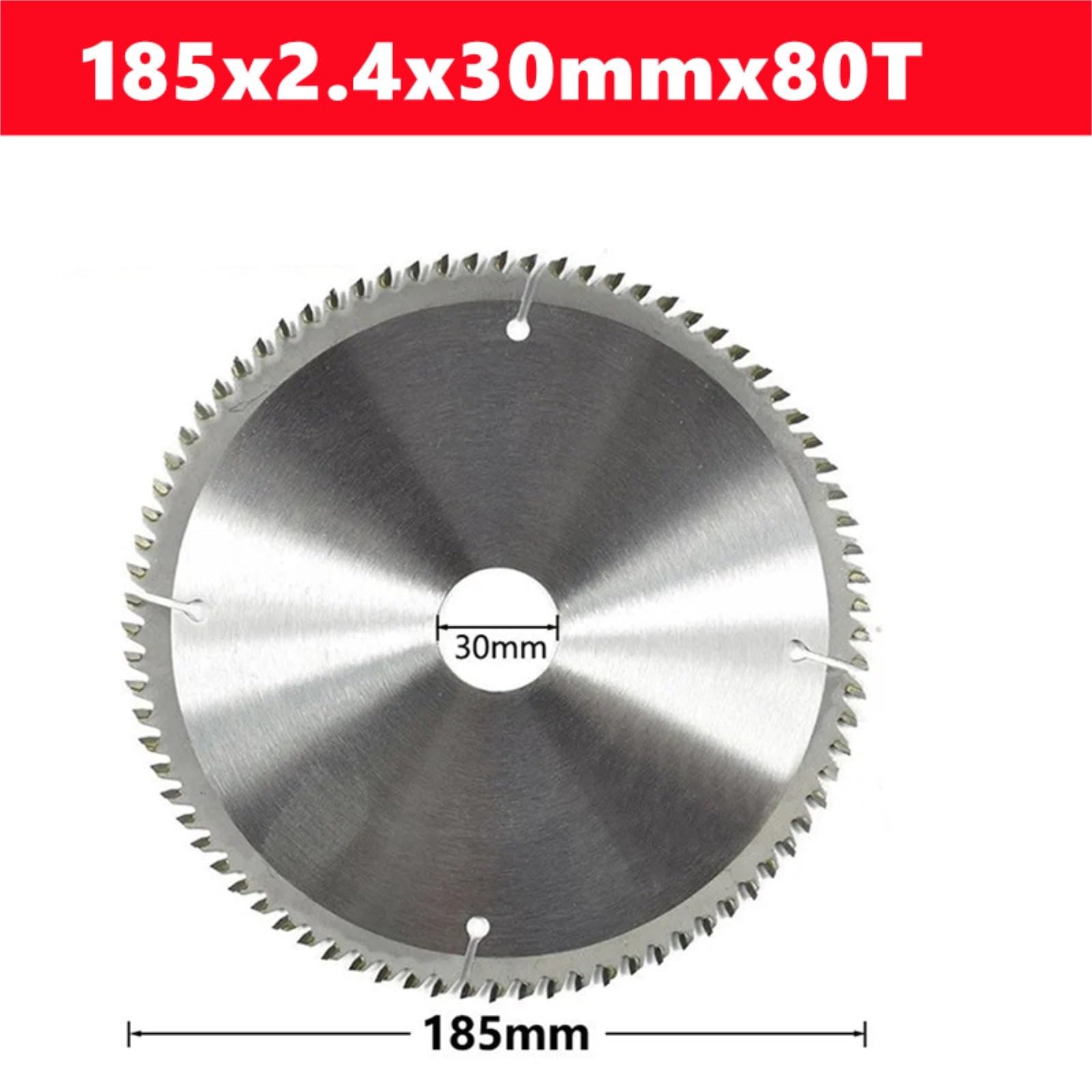 Brzeszczot do cięcia metalu 1 szt. Brzeszczot tarczowy do drewna TCT 185 mm z 20/40/80T i otworem kołowym 30 twardego stopu(185x30mmx80T)