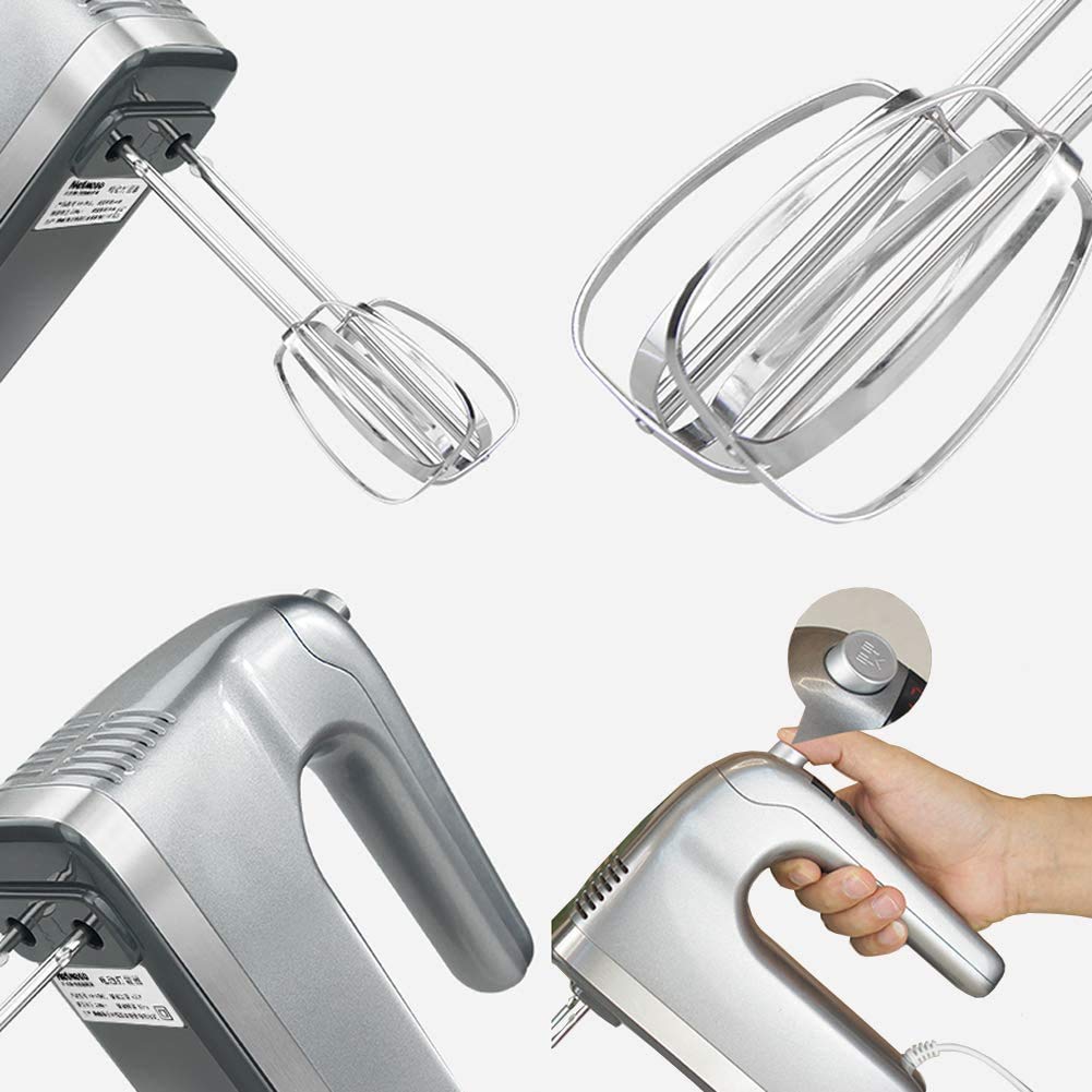 Frullatore Elettrico a Mano, frullino per Le Uova Portatile per Uso Domestico/2 Ganci per impastare/2 fruste a Palloncino/2 fruste, frullatori da Cucina a Mano per la Cottura