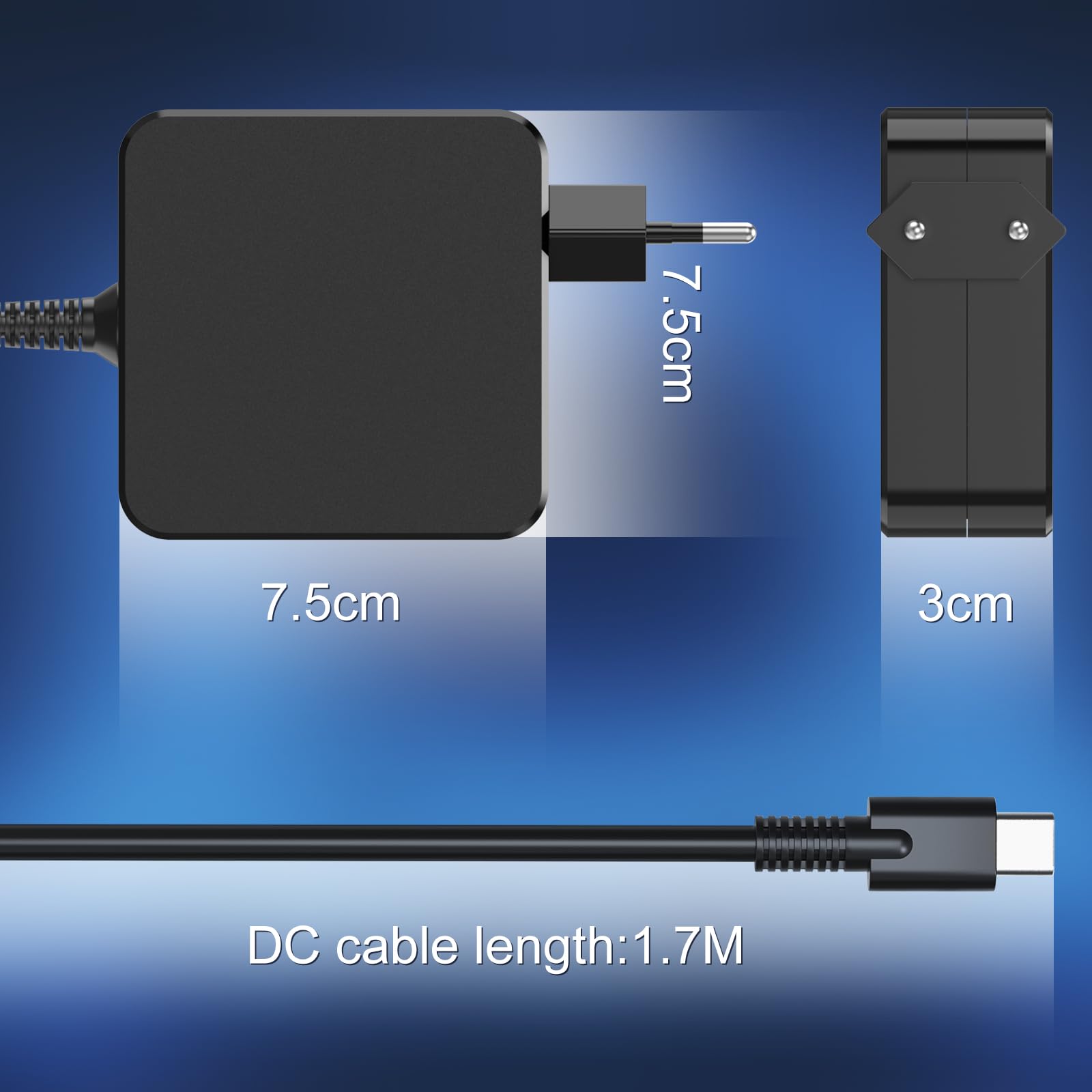 Chargeur USB C 65W pour ASUS Lenovo Thinkpad Yoga Huawei Matebook MacBook Pro Air HP Chromebook Acer Chromebook Google Samsung