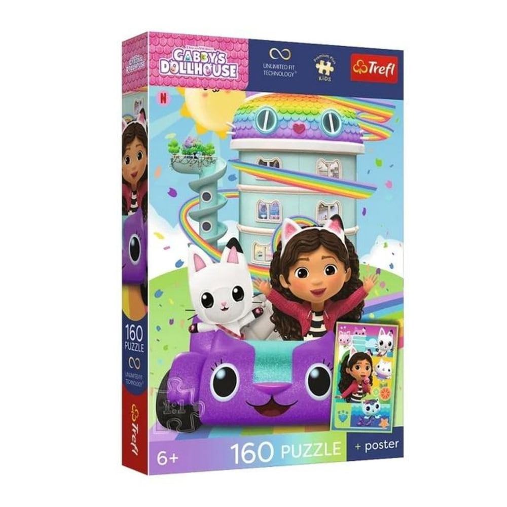 Trefl - Beautiful Gabby - 160 Elements - Colorful Puzzle with Fairy Heroes, Combine with Yourself, Unique Poster in Set, Creative Entertainment, Fun for Children from 6 years