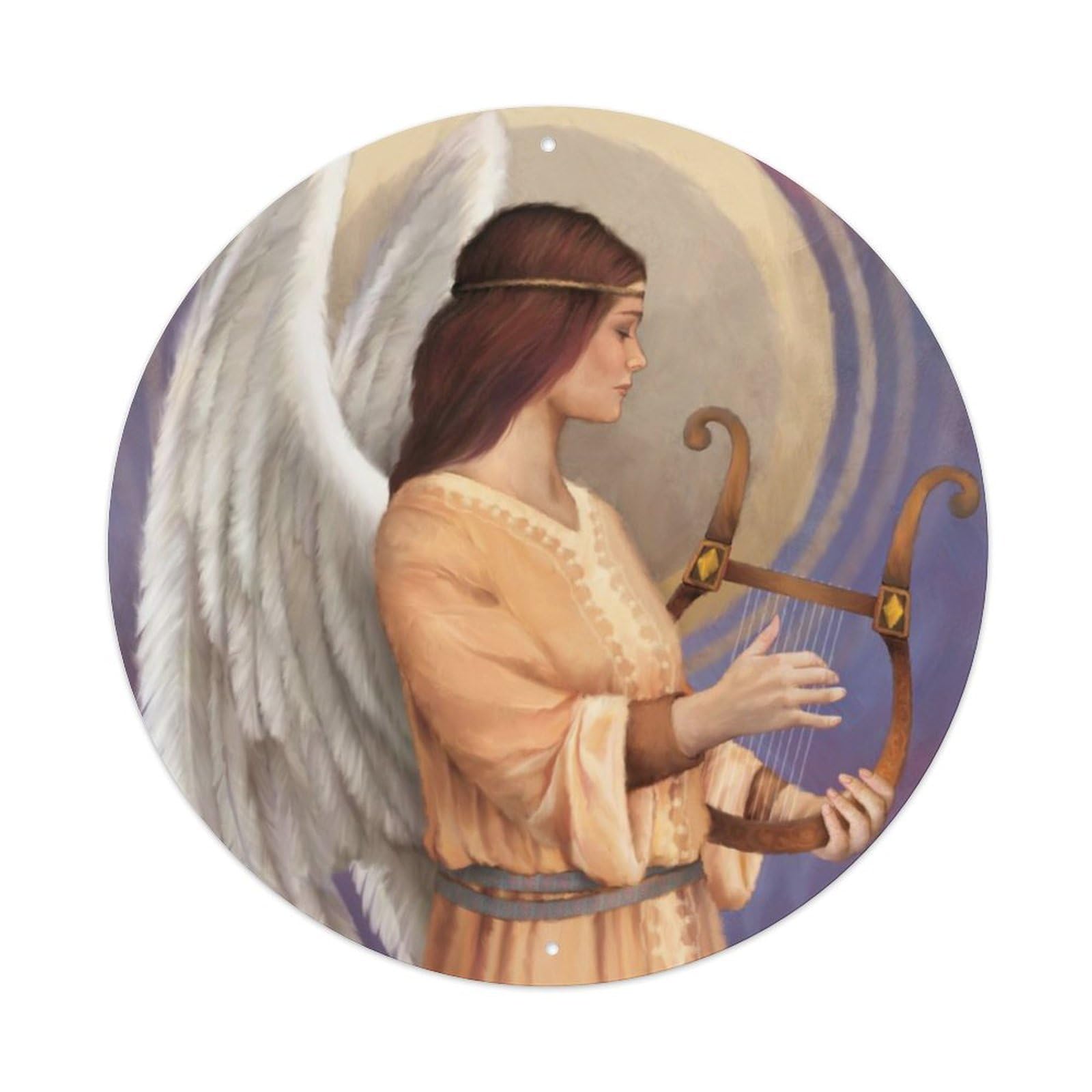 Vintage Angel The Angel Who Plays Music Metal Tin Sign