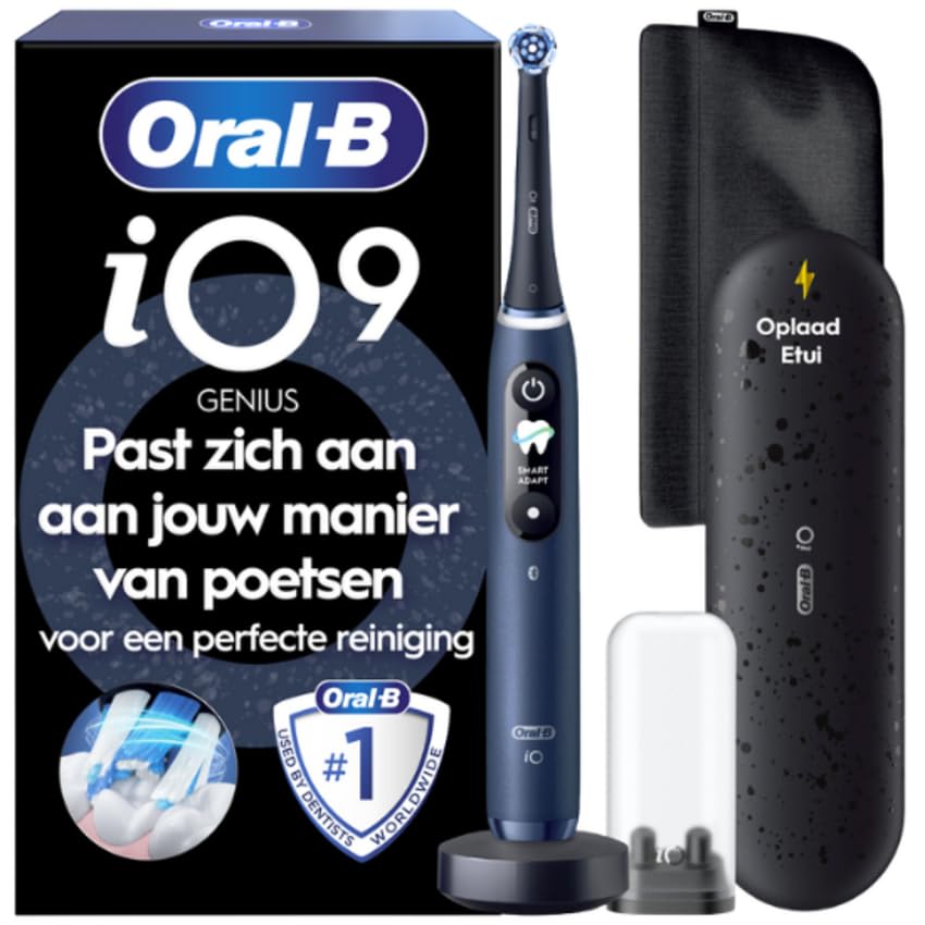 Oral-B iO Series 9 elektryczna szczoteczka do zębów, w zestawie 1 szczoteczka do zębów, 7 trybów do pielęgnacji zębów, zwycięzca testu CHIP (11/25), Designed by Braun, ciemnoniebieski
