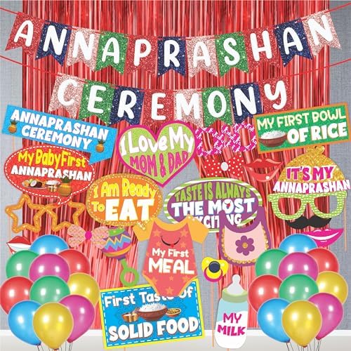 WOBBOX Annaprashan Party Props with Multi Color Bunting Banner
