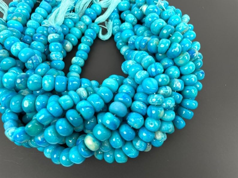 Natural Blue Peruvian Opal rondella Faceted Beads 10.5-11mm 13 inch Long String Jewelry Making Gemstone Beads for Necklace Bracelet