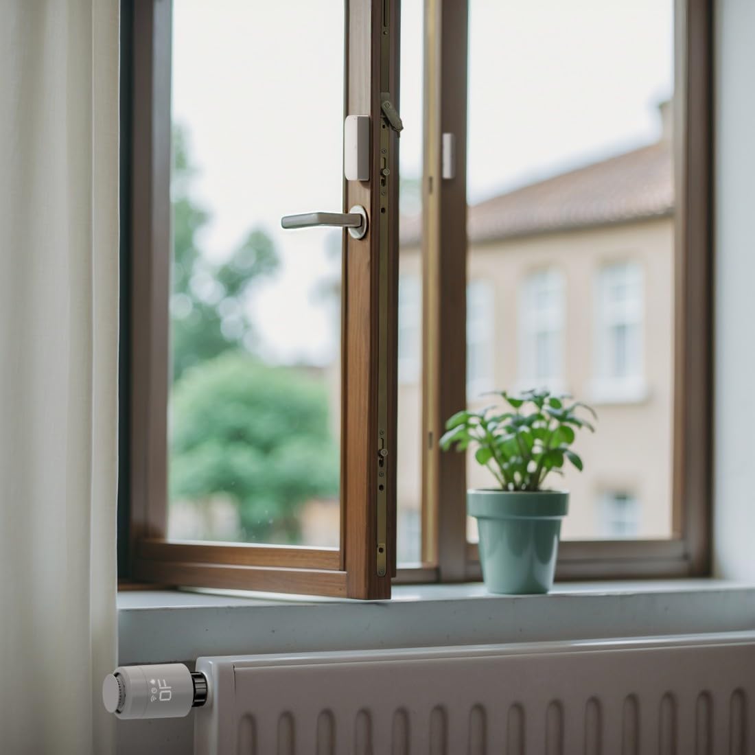 Hama Kontakt okienny WiFi (bez huba, czujnik okien/drzwi z zestykiem magnetycznym, alarm na telefon komórkowy, 2,4 GHz, darmowa aplikacja, zasilanie baterią) alarm okienny/drzwi