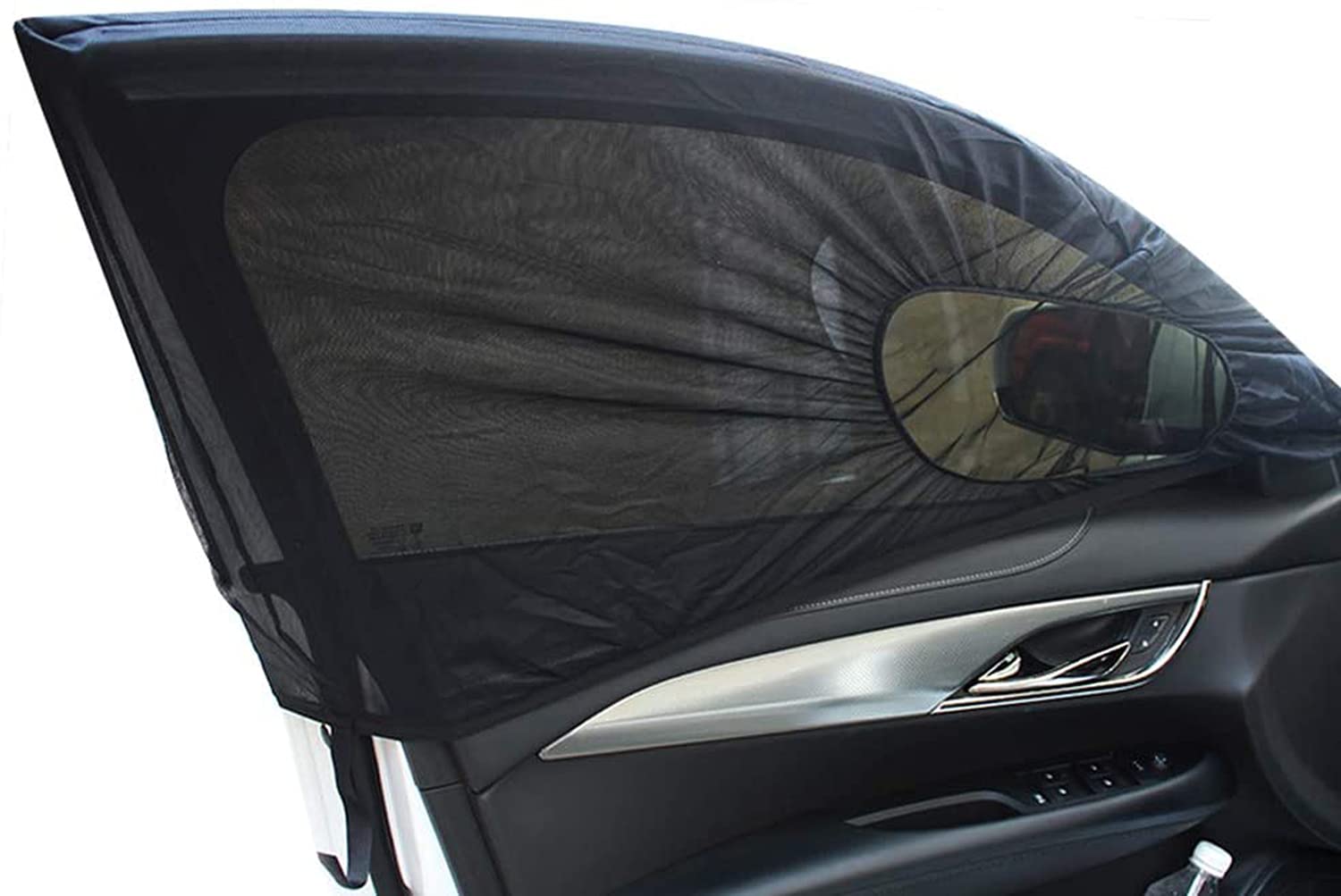 DELFINO Car Window Shade, Front Side Window Sun Shade Cover Block Sun Rays, Full Windows Universal Car Shade, Mesh Mosquito Net Car Curtains, Sun Glare, UV Rays and Privacy Protection 2 Pack