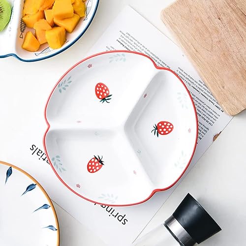 Miniatura 5 de Plato de cerámica para control de porciones, platos divididos para platos de postre, platos llanos para aperitivos, plato de ensalada, bandejas para